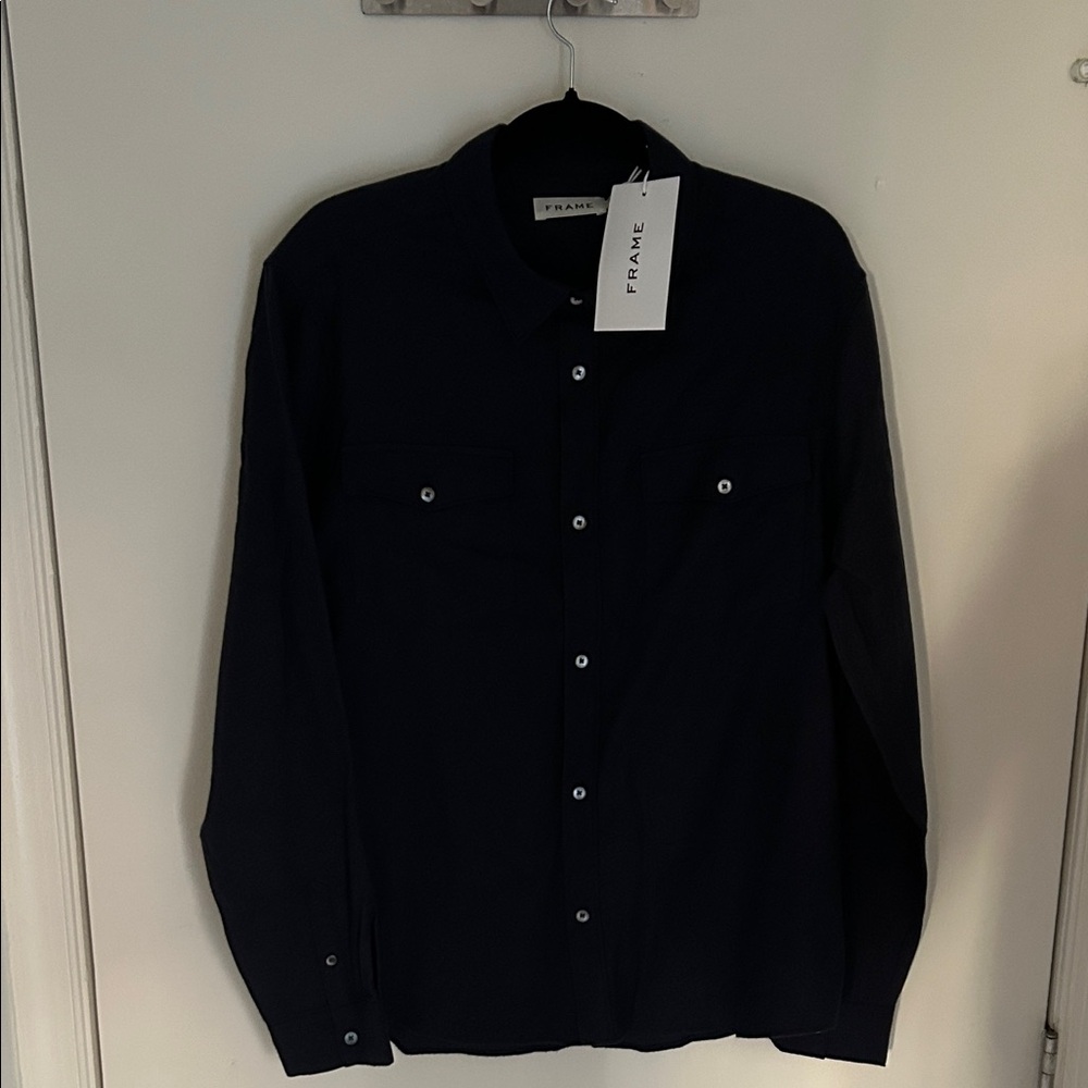 FRAME Navy Button-Up Shirt